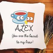 Personalised Biscuit to my Brew Cushion 