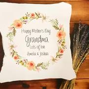 Mother&#39;s Day Vintage Style Floral Wreath Cushion  