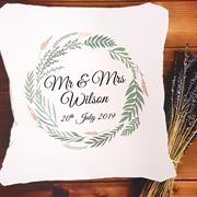 Personalised Wedding Couple Wreath Cushion 