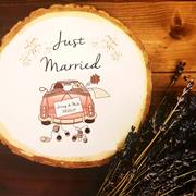 Just Married Log Plaque