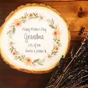 Mother&#39;s Day Vintage Style Floral Wreath Log Plaque  